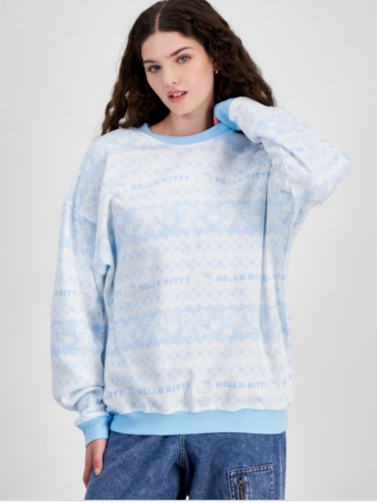 Hello Kitty Sweaters - Grayson Threads, the Label Juniors' Hello Kitty Fair Isle Sweatshirt -SIZE M NWT